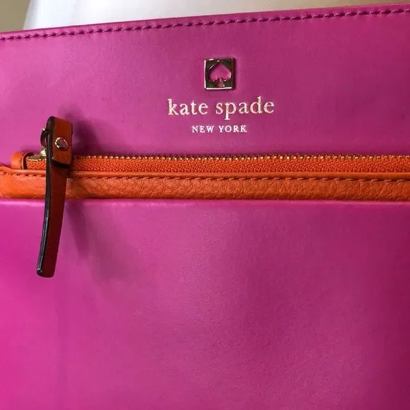 KATE SPADE Hot Pink and Orange Top Zipper Closure Crossbody Bag or Clutch - Picture 7 of 15